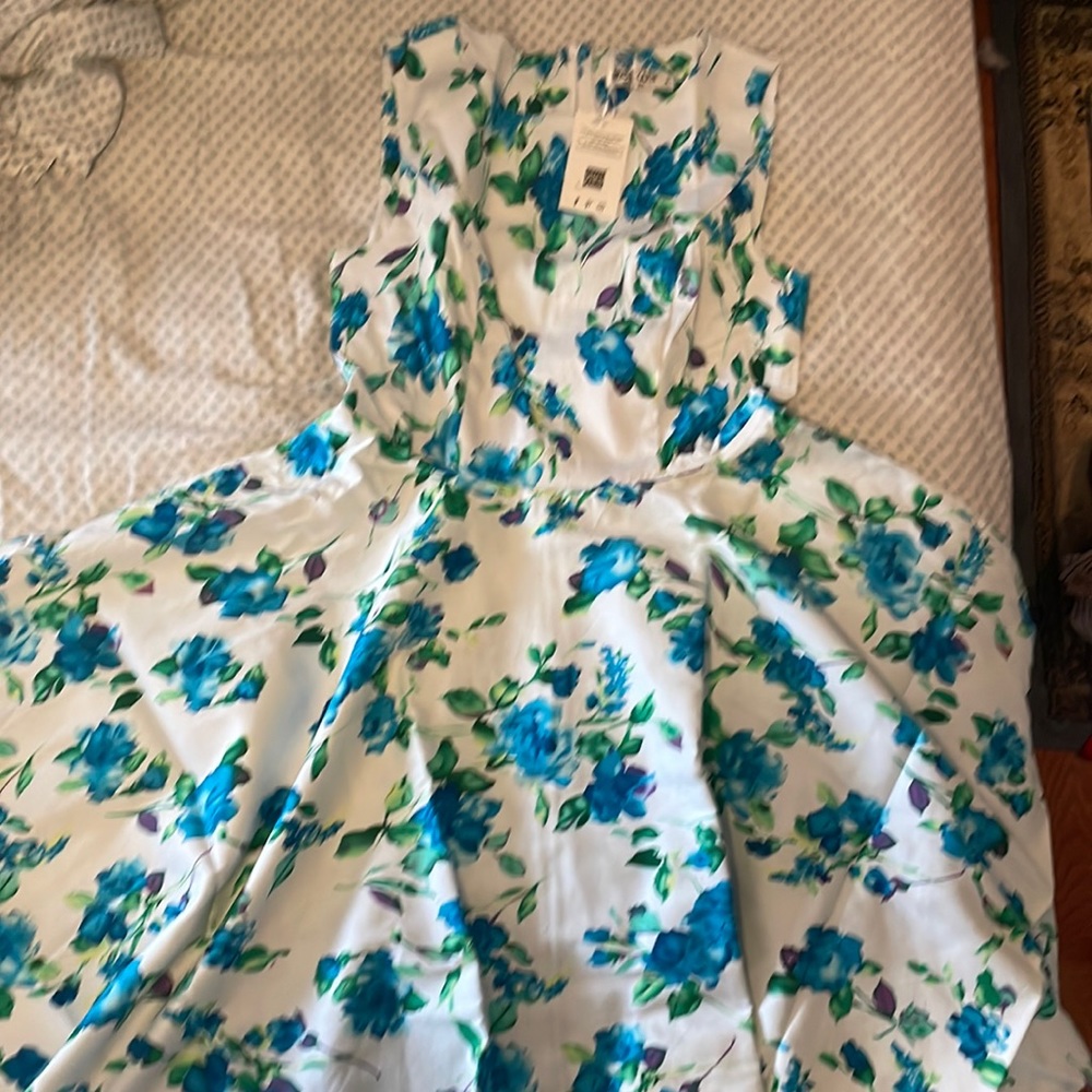 Fit and flare dress with a full circle skirt, never worn